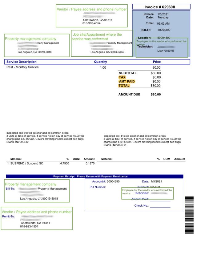 Sample Invoice for Processing