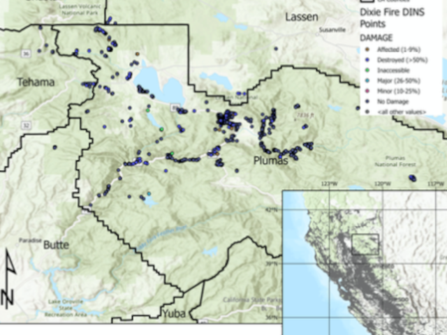 Dixie Fire Damage Map
